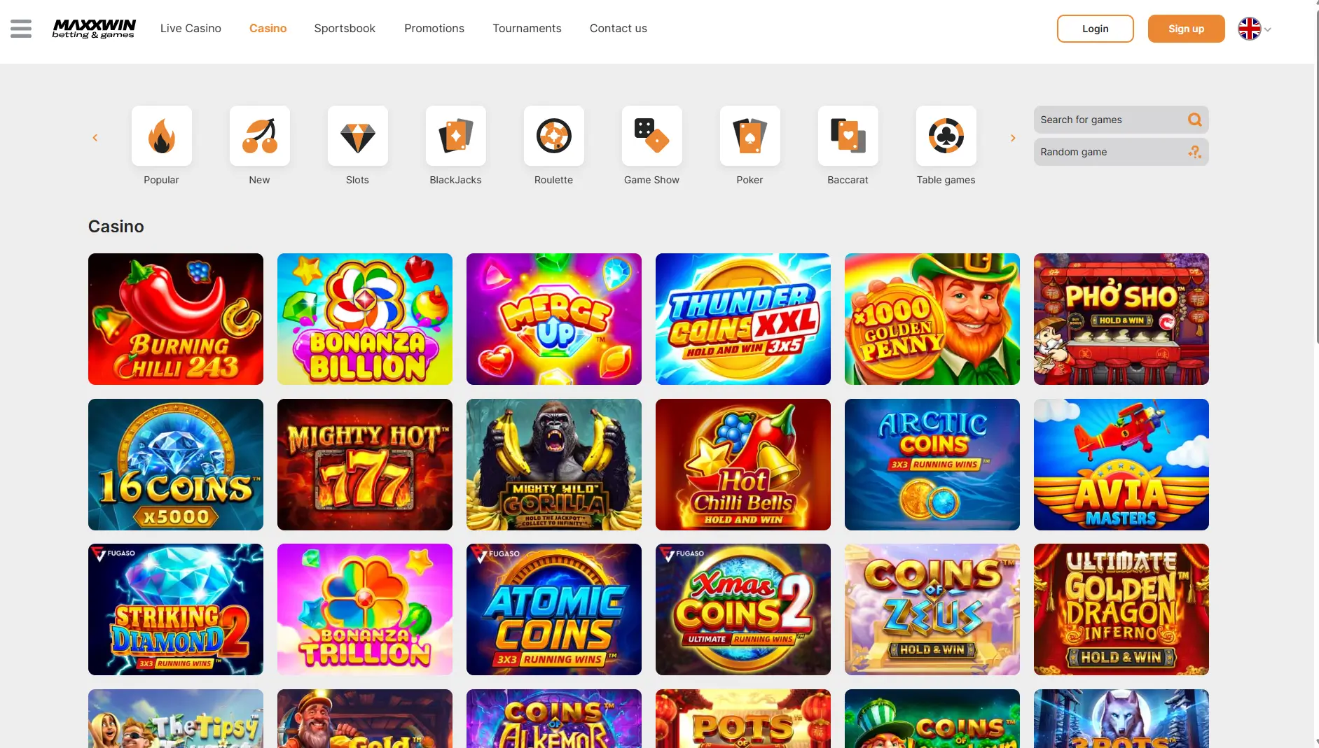 axxwin Casinon peliaula suosituilla kolikkopeleillä ja kategorioilla